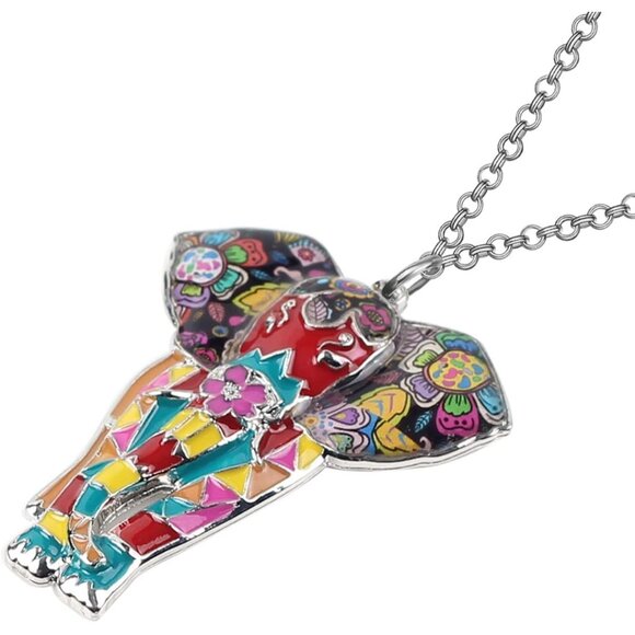Women's Multi Jungle Safari Wild Enamel Pendant Lightweight Elephant Necklace - Picture 3 of 6